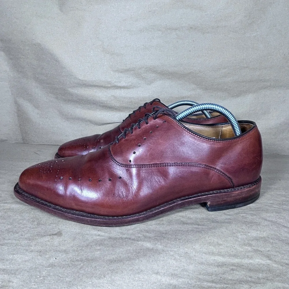 Allen Edmonds Waybridge Oxford Wingtip Men 9.5 Chestnut Brown Brogue Dress Shoes
